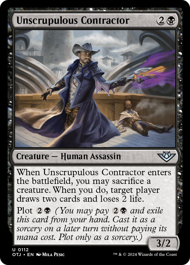 Unscrupulous Contractor (OTJ-112) - Outlaws of Thunder Junction Foil - Premium MTG Single from Wizards of the Coast - Just $0.25! Shop now at Game Crave Tournament Store