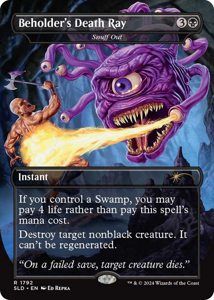 Snuff Out (SLD-1792) - Secret Lair Drop / Beholder's Death Ray (Borderless) Foil - Premium MTG Single from Wizards of the Coast - Just $0! Shop now at Game Crave Tournament Store