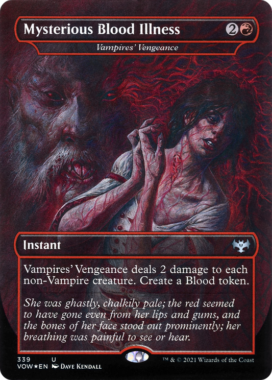 Vampires' Vengeance (VOW-339) - Innistrad: Crimson Vow / Mysterious Blood Illness (Borderless) Foil - Premium MTG Single from Wizards of the Coast - Just $0.09! Shop now at Game Crave Tournament Store