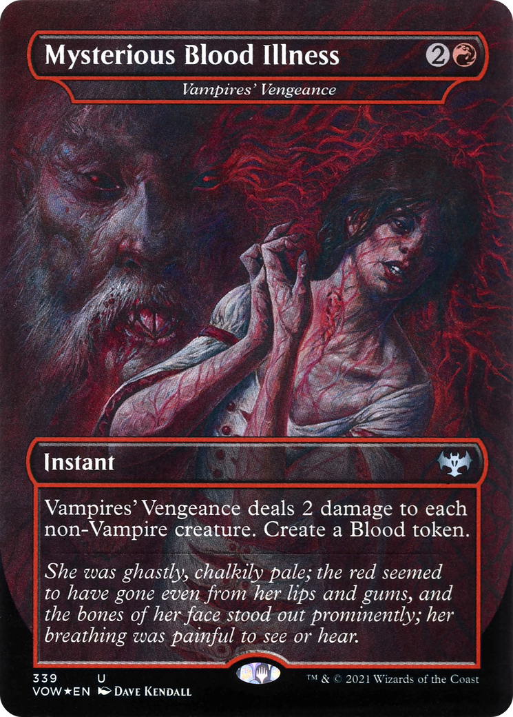 Vampires' Vengeance (VOW-339) - Innistrad: Crimson Vow / Mysterious Blood Illness (Borderless) - Premium MTG Single from Wizards of the Coast - Just $0.08! Shop now at Game Crave Tournament Store