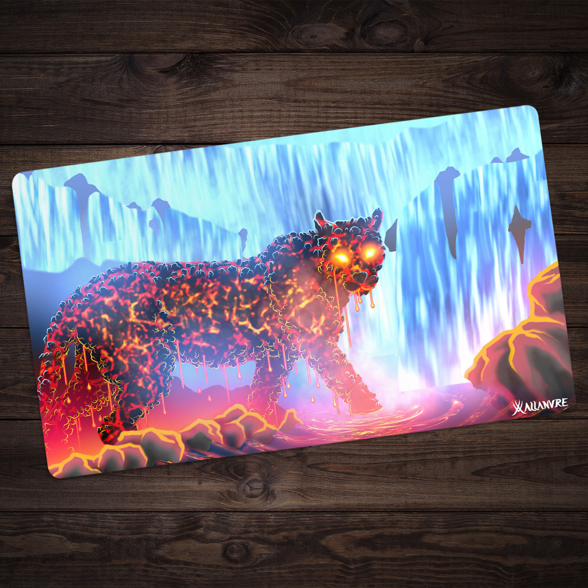 Waterfall Lava Cat Playmat - Premium Playmat from Inked Gaming - Just $34.99! Shop now at Game Crave Tournament Store