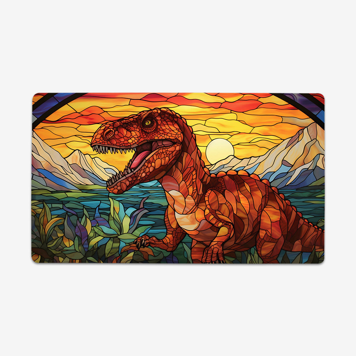 Stained Glass T-Rex Playmat - Premium Playmat from Inked Gaming - Just $34.99! Shop now at Game Crave Tournament Store
