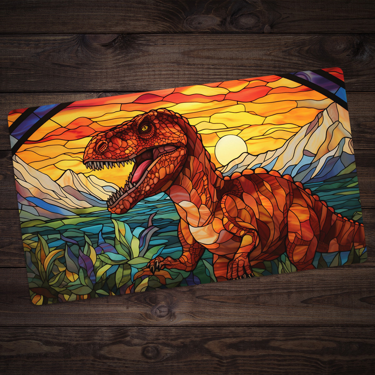 Stained Glass T-Rex Playmat - Premium Playmat from Inked Gaming - Just $34.99! Shop now at Game Crave Tournament Store
