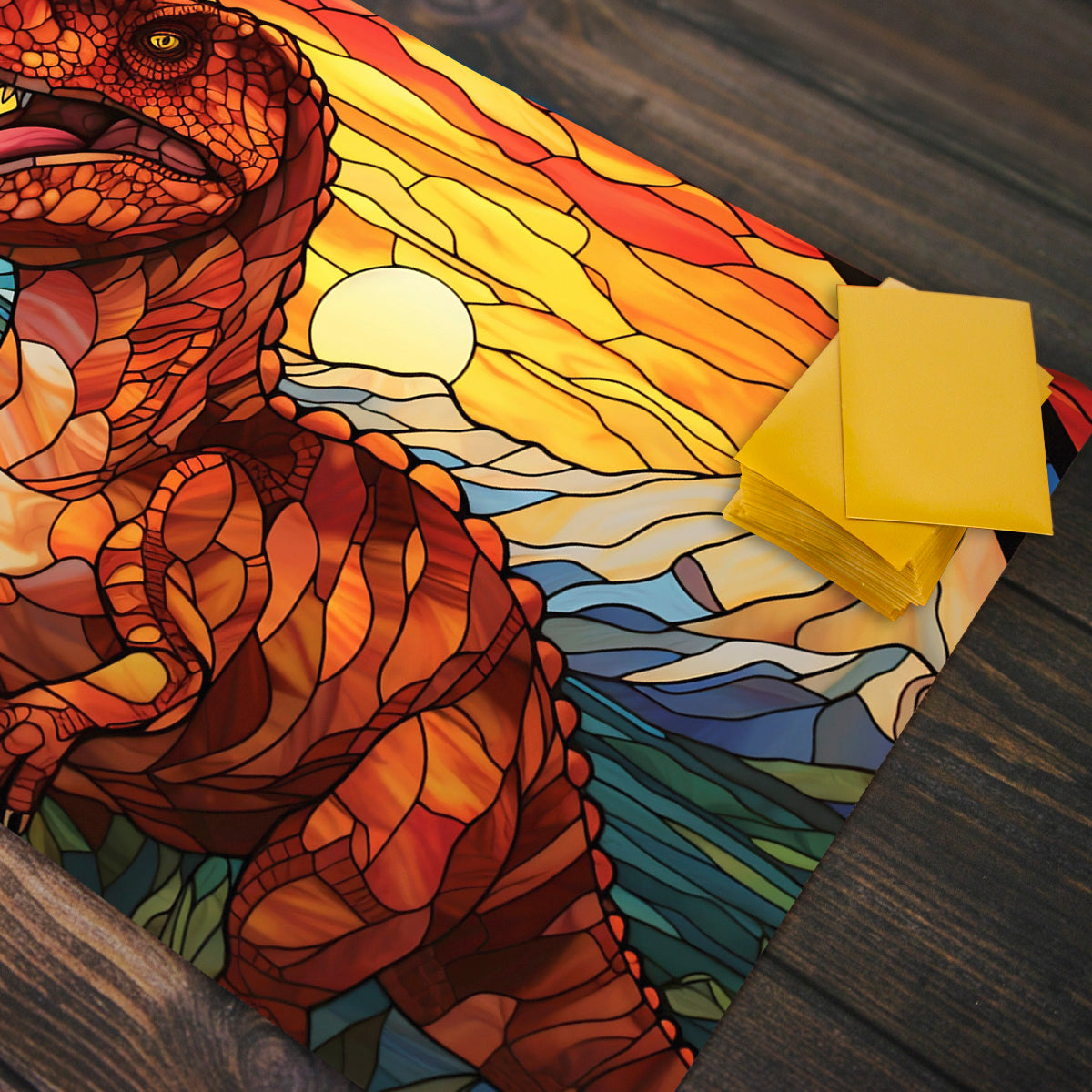 Stained Glass T-Rex Playmat - Premium Playmat from Inked Gaming - Just $34.99! Shop now at Game Crave Tournament Store