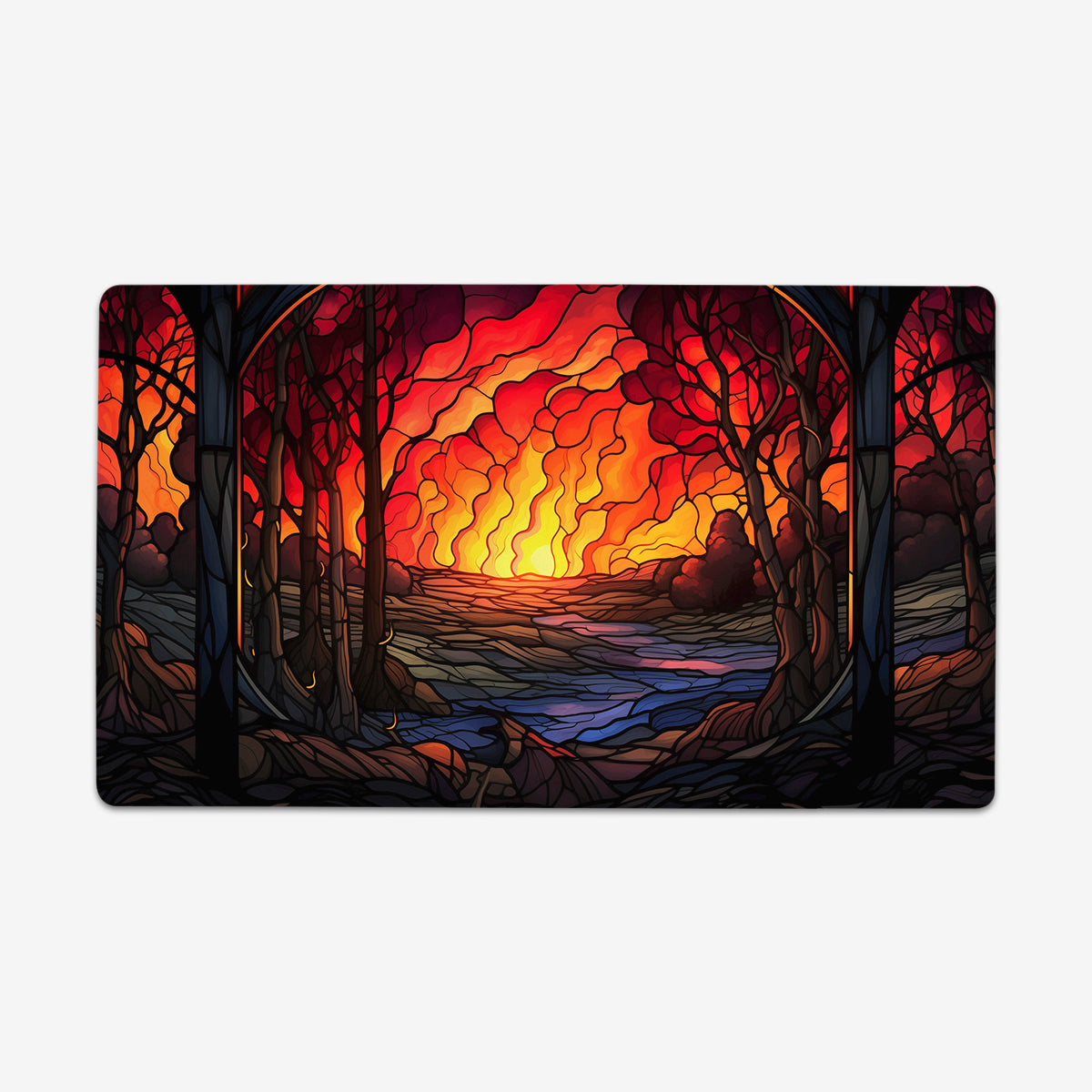 Stained Glass Wildfire Playmat - Premium Playmat from Inked Gaming - Just $34.99! Shop now at Game Crave Tournament Store