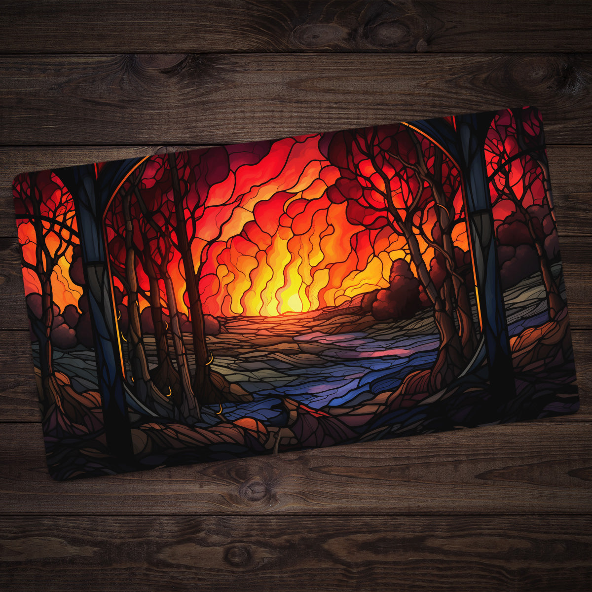 Stained Glass Wildfire Playmat - Premium Playmat from Inked Gaming - Just $34.99! Shop now at Game Crave Tournament Store