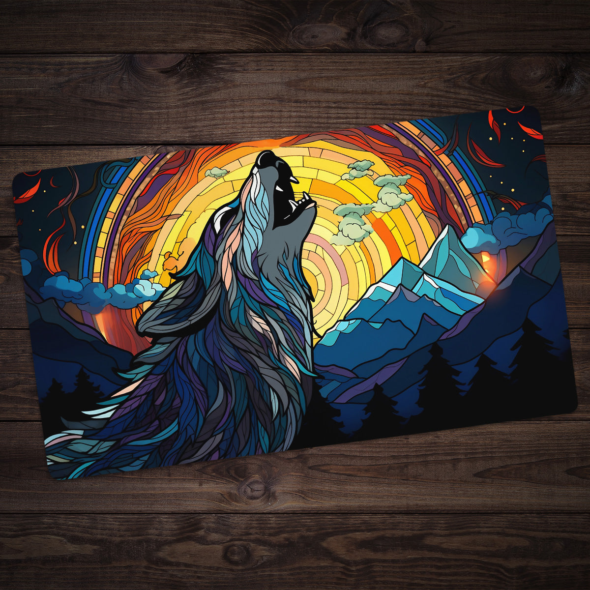 Stained Glass Wolf Playmat - Premium Playmat from Inked Gaming - Just $34.99! Shop now at Game Crave Tournament Store