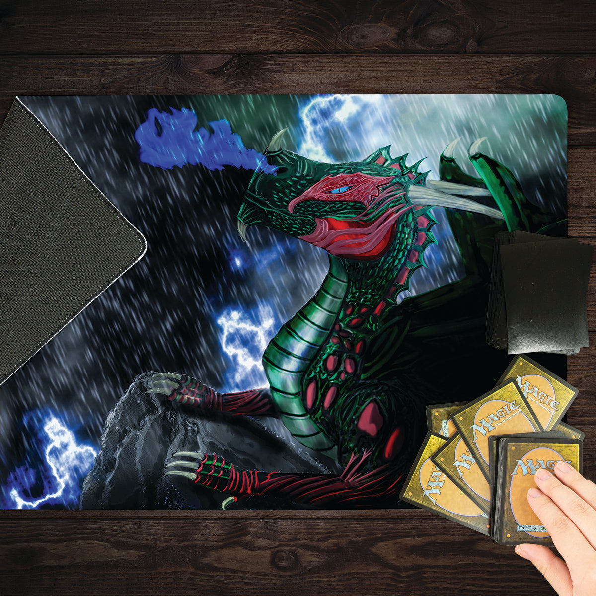 Thunder Storm Dragon Playmat - Premium Playmat from Inked Gaming - Just $34.99! Shop now at Game Crave Tournament Store