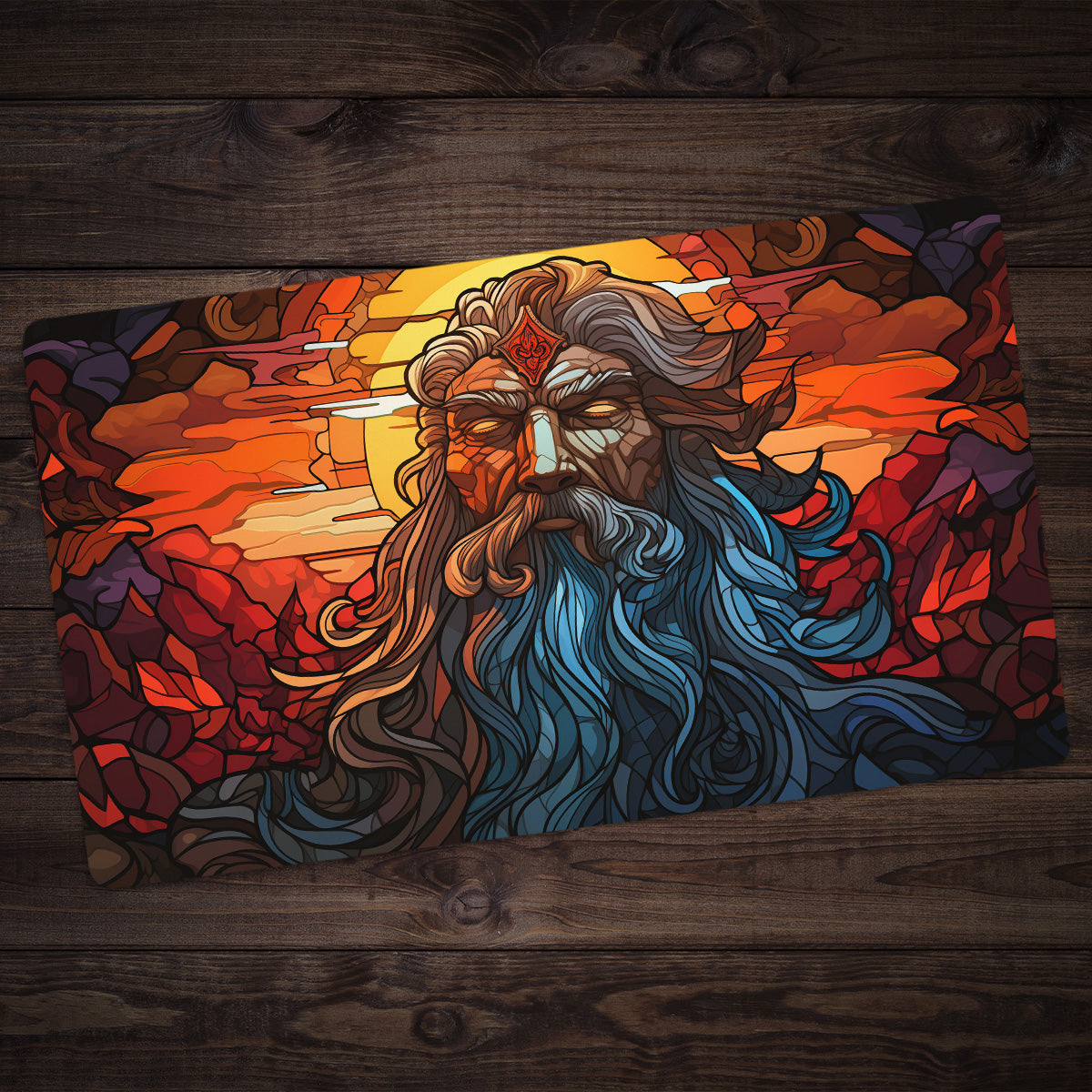 Zeus Stained Glass Playmat - Premium Playmat from Inked Gaming - Just $34.99! Shop now at Game Crave Tournament Store