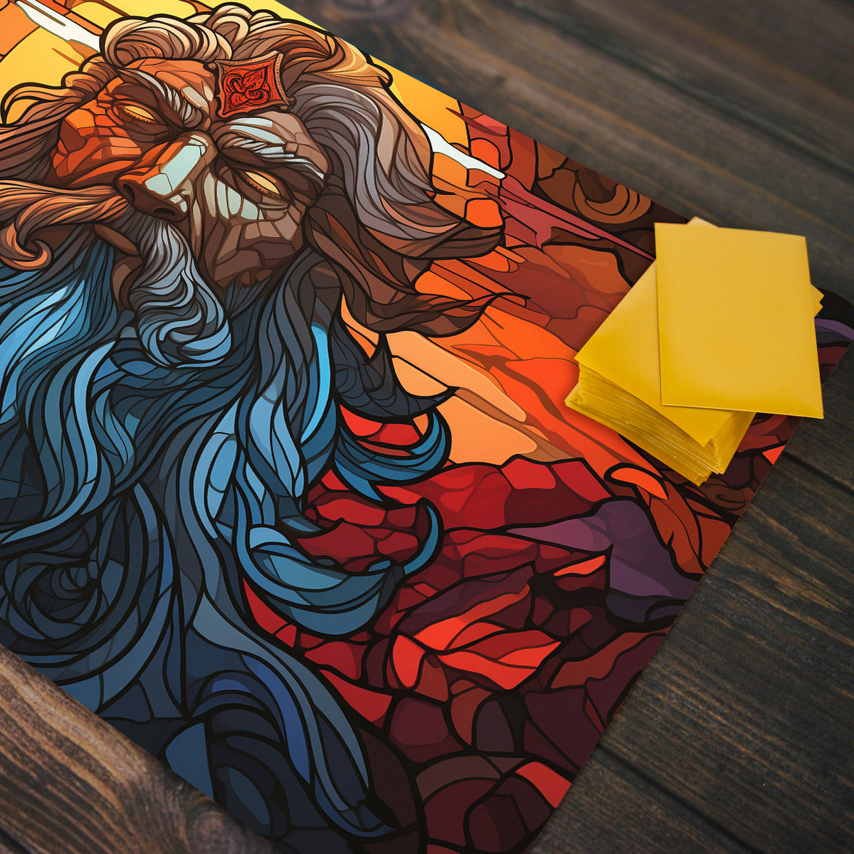 Zeus Stained Glass Playmat - Premium Playmat from Inked Gaming - Just $34.99! Shop now at Game Crave Tournament Store
