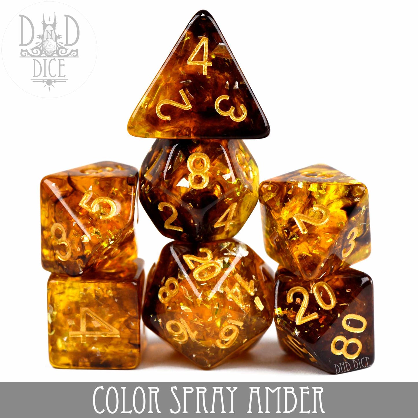 Color Spray Amber Dice Set - Premium Dice Sets & Games from DND DICE - Just $13! Shop now at Game Crave Tournament Store