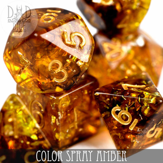 Color Spray Amber Dice Set - Premium Dice Sets & Games from DND DICE - Just $13! Shop now at Game Crave Tournament Store