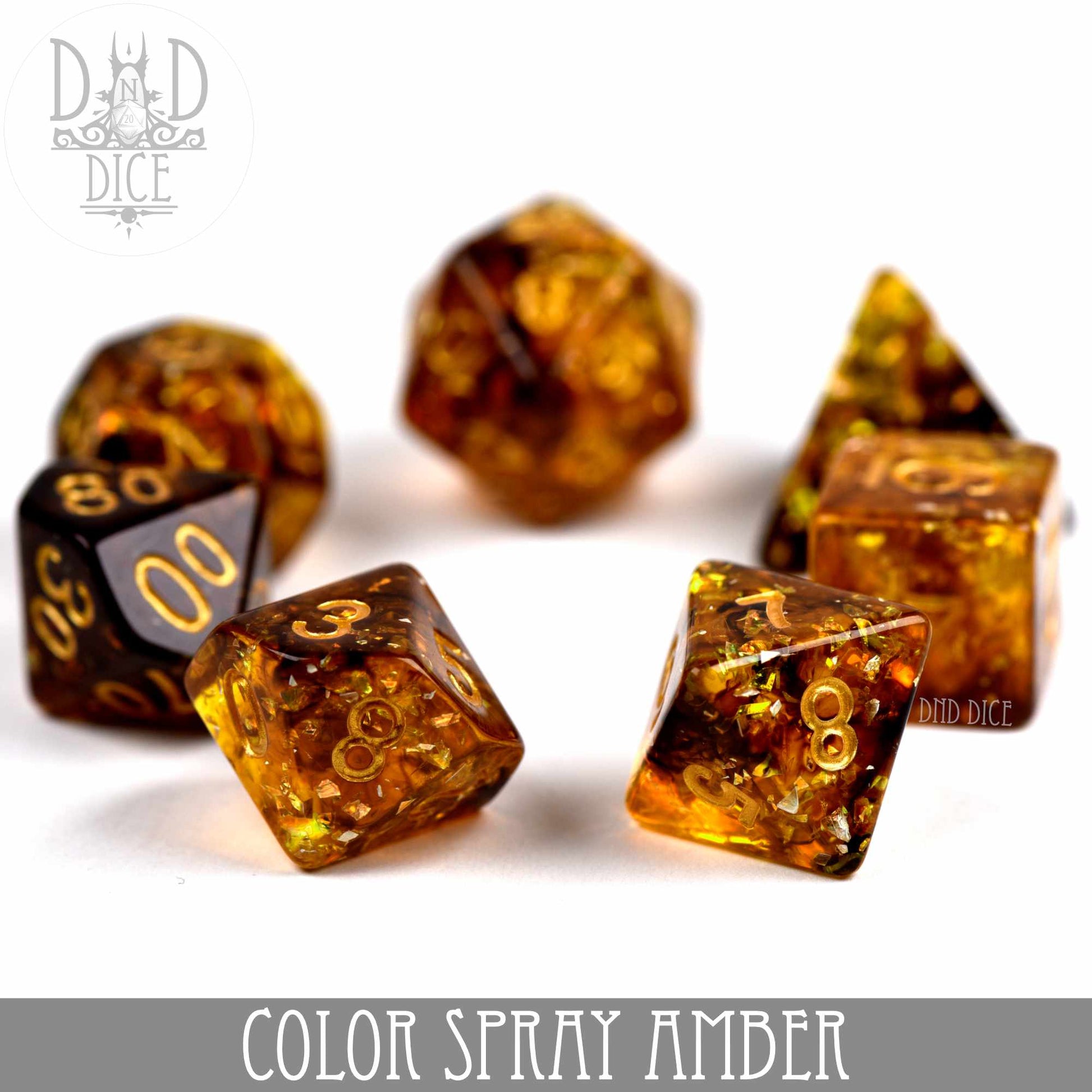 Color Spray Amber Dice Set - Premium Dice Sets & Games from DND DICE - Just $13! Shop now at Game Crave Tournament Store