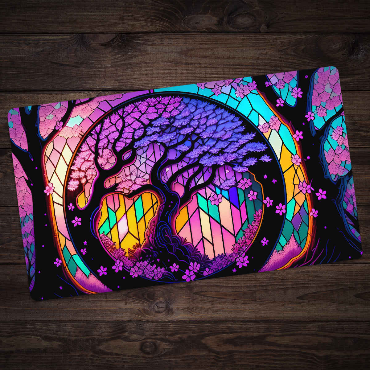 Stained Glass Cherry Blossom Playmat - Premium Playmat from Inked Gaming - Just $34.99! Shop now at Game Crave Tournament Store