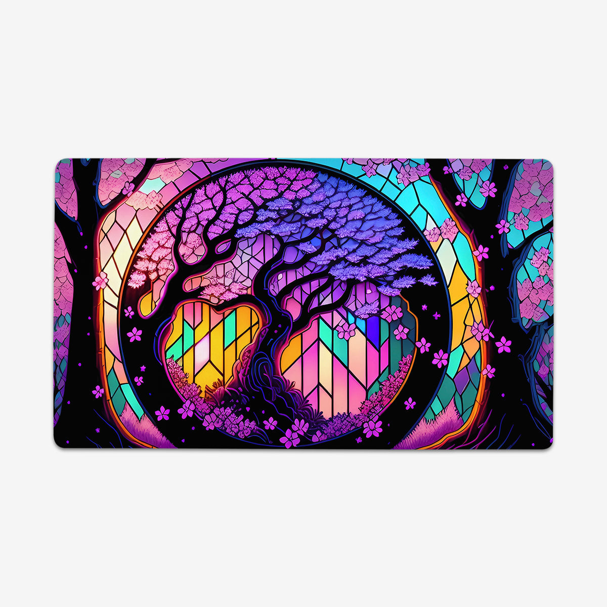 Stained Glass Cherry Blossom Playmat - Premium Playmat from Inked Gaming - Just $34.99! Shop now at Game Crave Tournament Store
