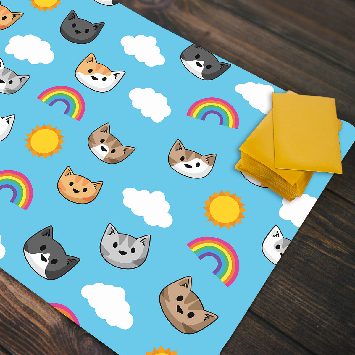 Sunshine Rainbow Cat Heads Playmat - Premium Playmat from Inked Gaming - Just $34.99! Shop now at Game Crave Tournament Store