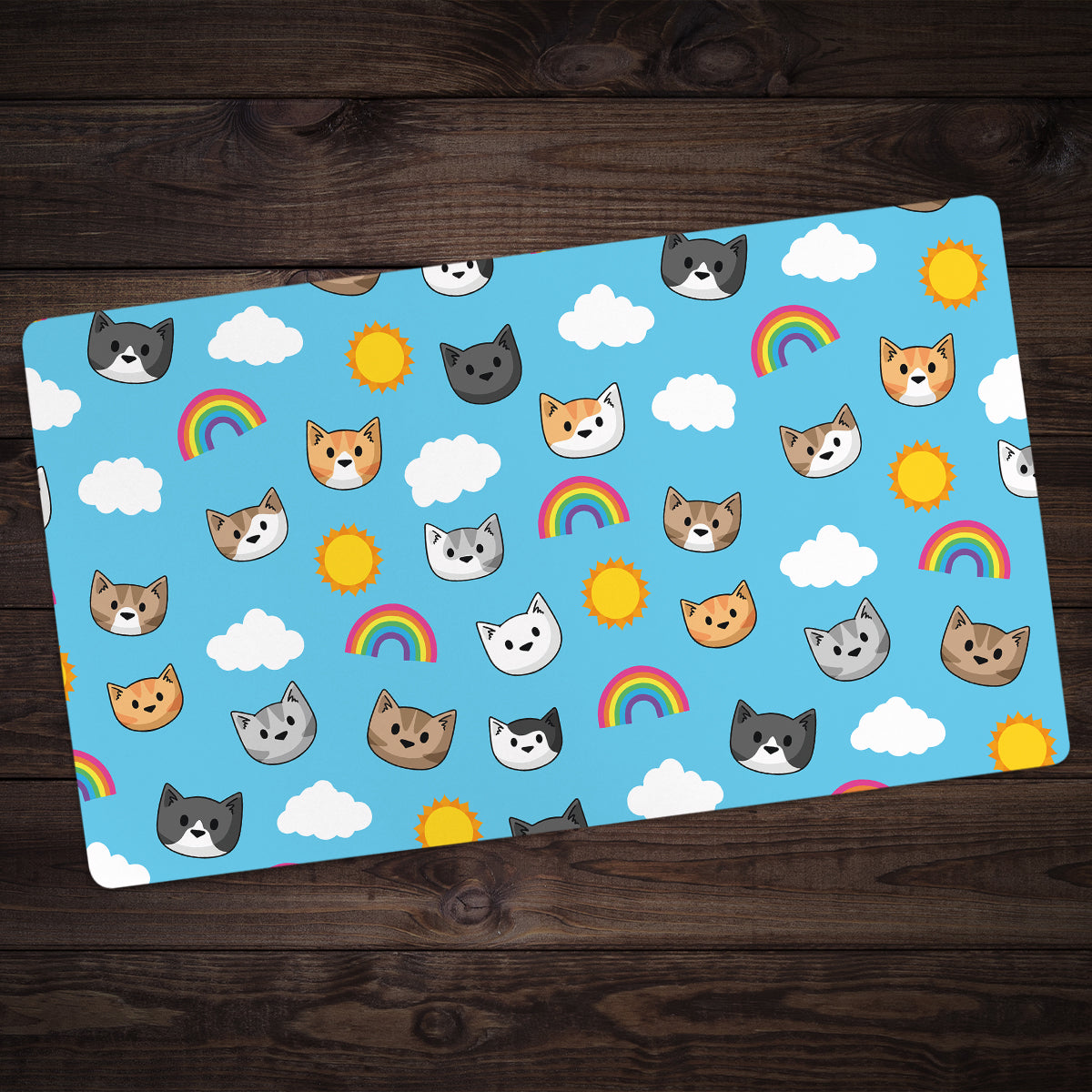 Sunshine Rainbow Cat Heads Playmat - Premium Playmat from Inked Gaming - Just $34.99! Shop now at Game Crave Tournament Store