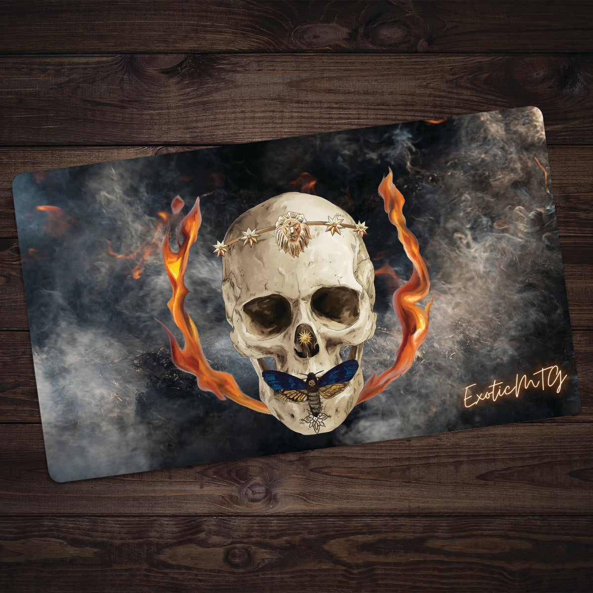 Smoke and Flame Skull Playmat - Premium Playmat from Inked Gaming - Just $34.99! Shop now at Game Crave Tournament Store