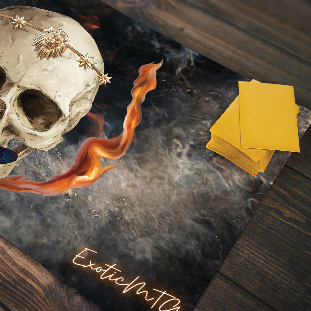 Smoke and Flame Skull Playmat - Premium Playmat from Inked Gaming - Just $34.99! Shop now at Game Crave Tournament Store