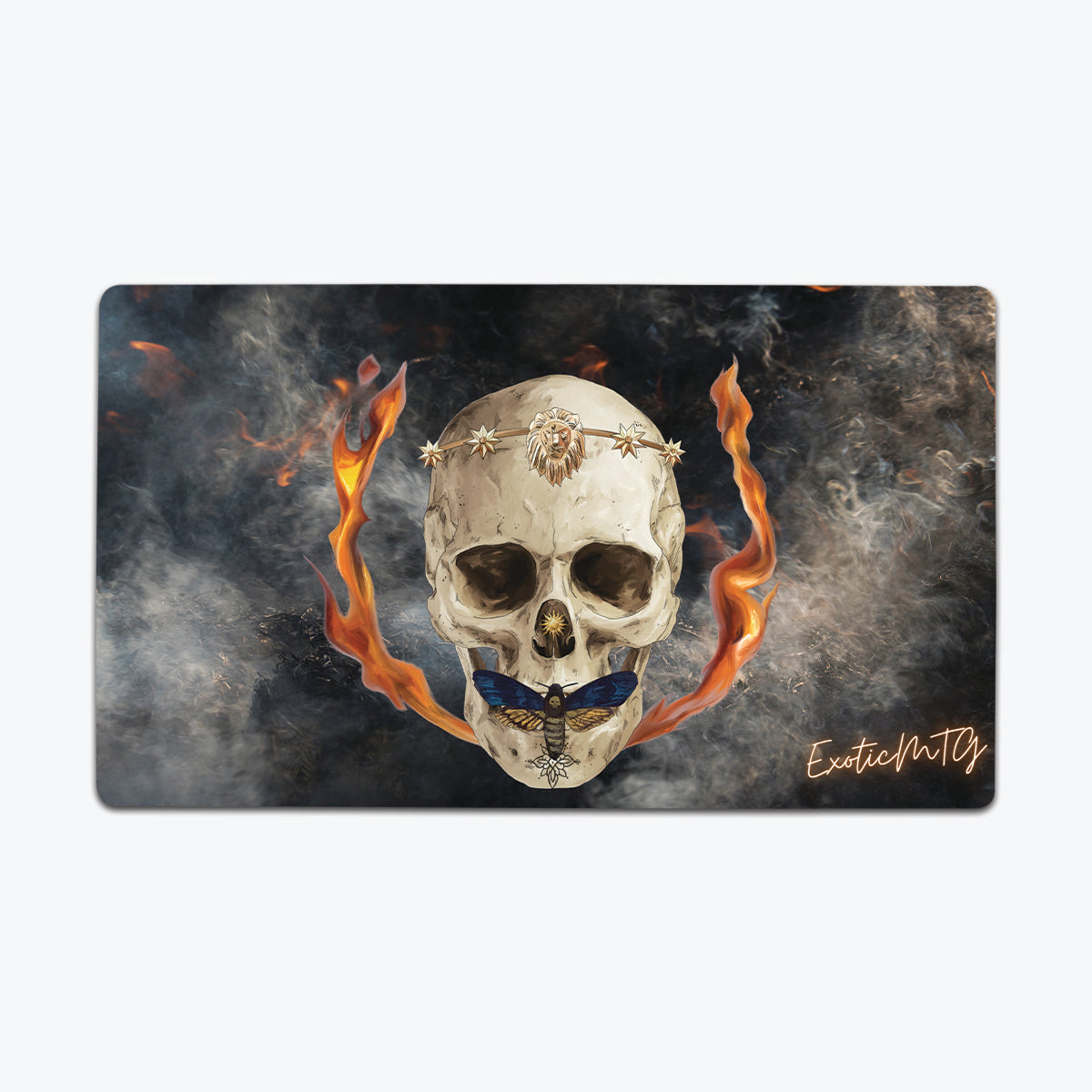 Smoke and Flame Skull Playmat - Premium Playmat from Inked Gaming - Just $34.99! Shop now at Game Crave Tournament Store