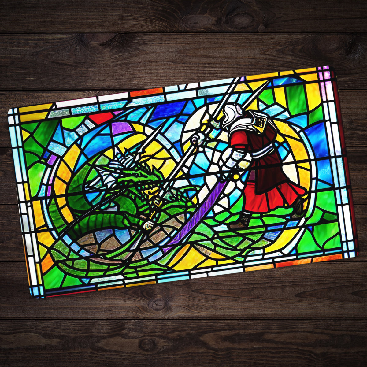 Stained Glass Dragon Slayer Playmat - Premium Playmat from Inked Gaming - Just $34.99! Shop now at Game Crave Tournament Store