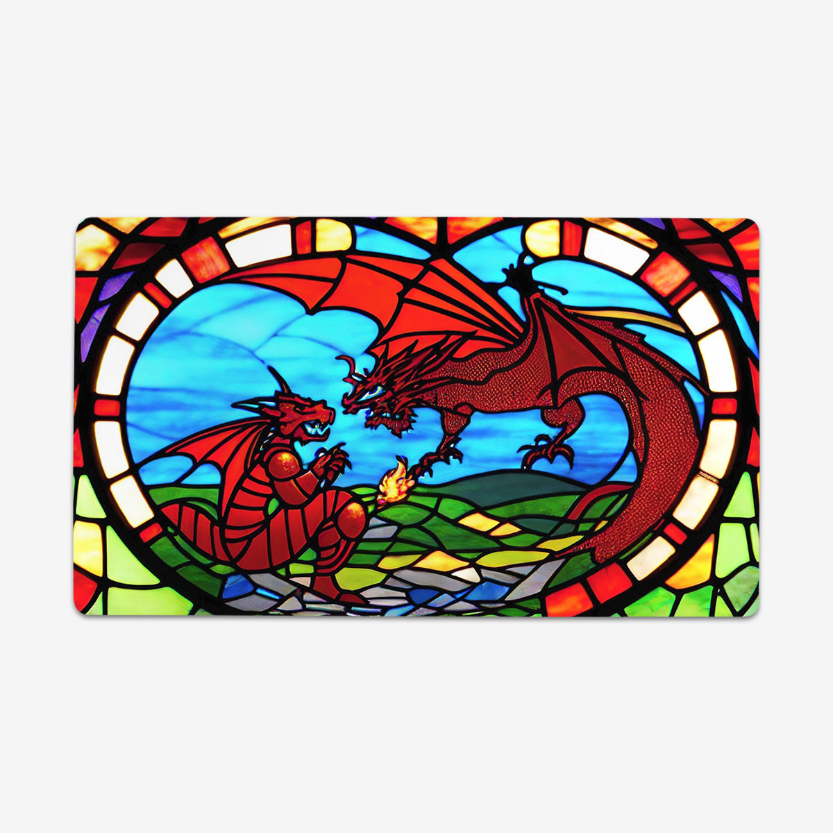 Two Dragon Stained Glass Playmat - Premium Playmat from Inked Gaming - Just $34.99! Shop now at Game Crave Tournament Store
