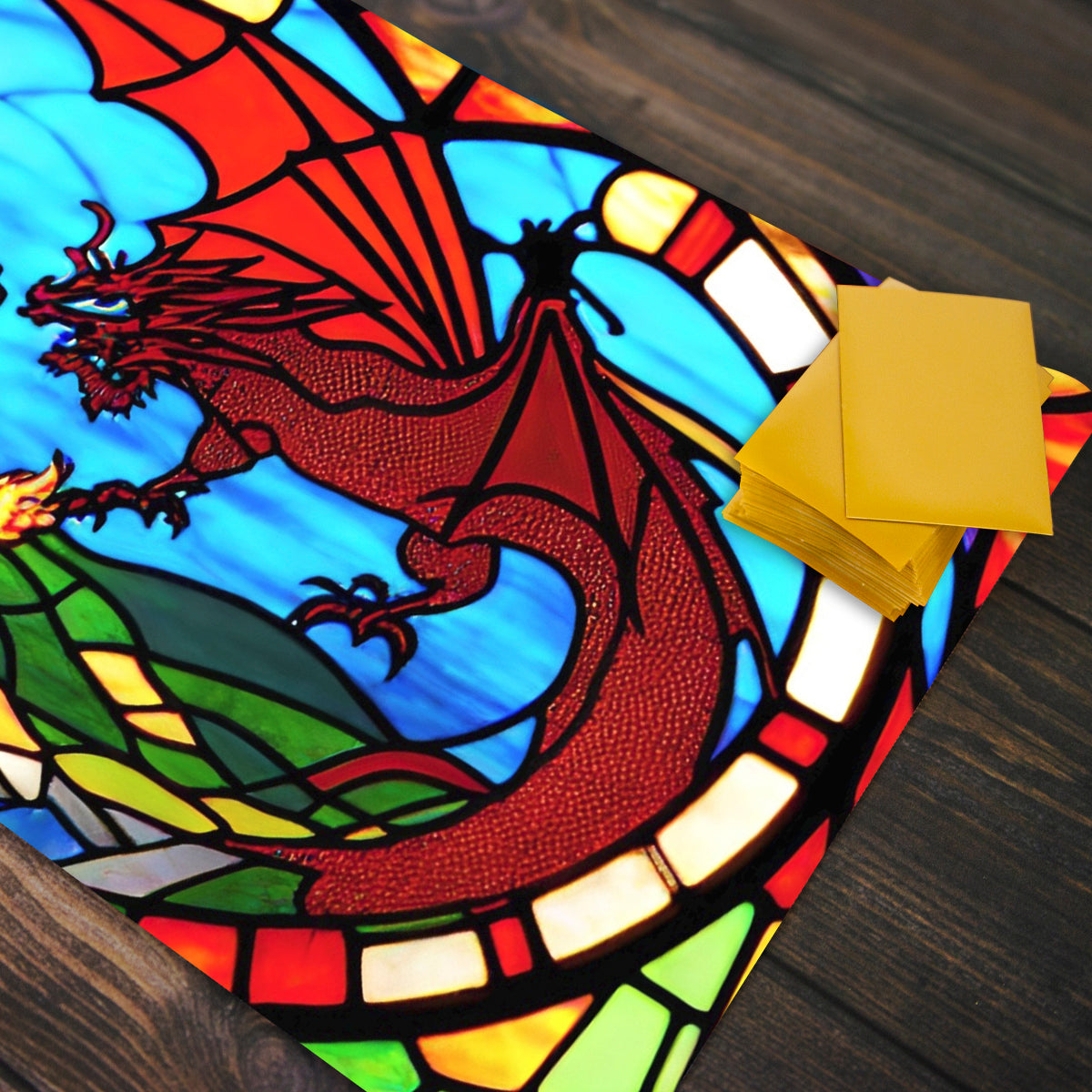 Two Dragon Stained Glass Playmat - Premium Playmat from Inked Gaming - Just $34.99! Shop now at Game Crave Tournament Store