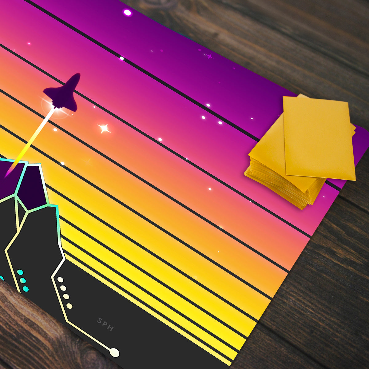 Synth Mountain Sunrise Playmat - Premium Playmat from Inked Gaming - Just $34.99! Shop now at Game Crave Tournament Store