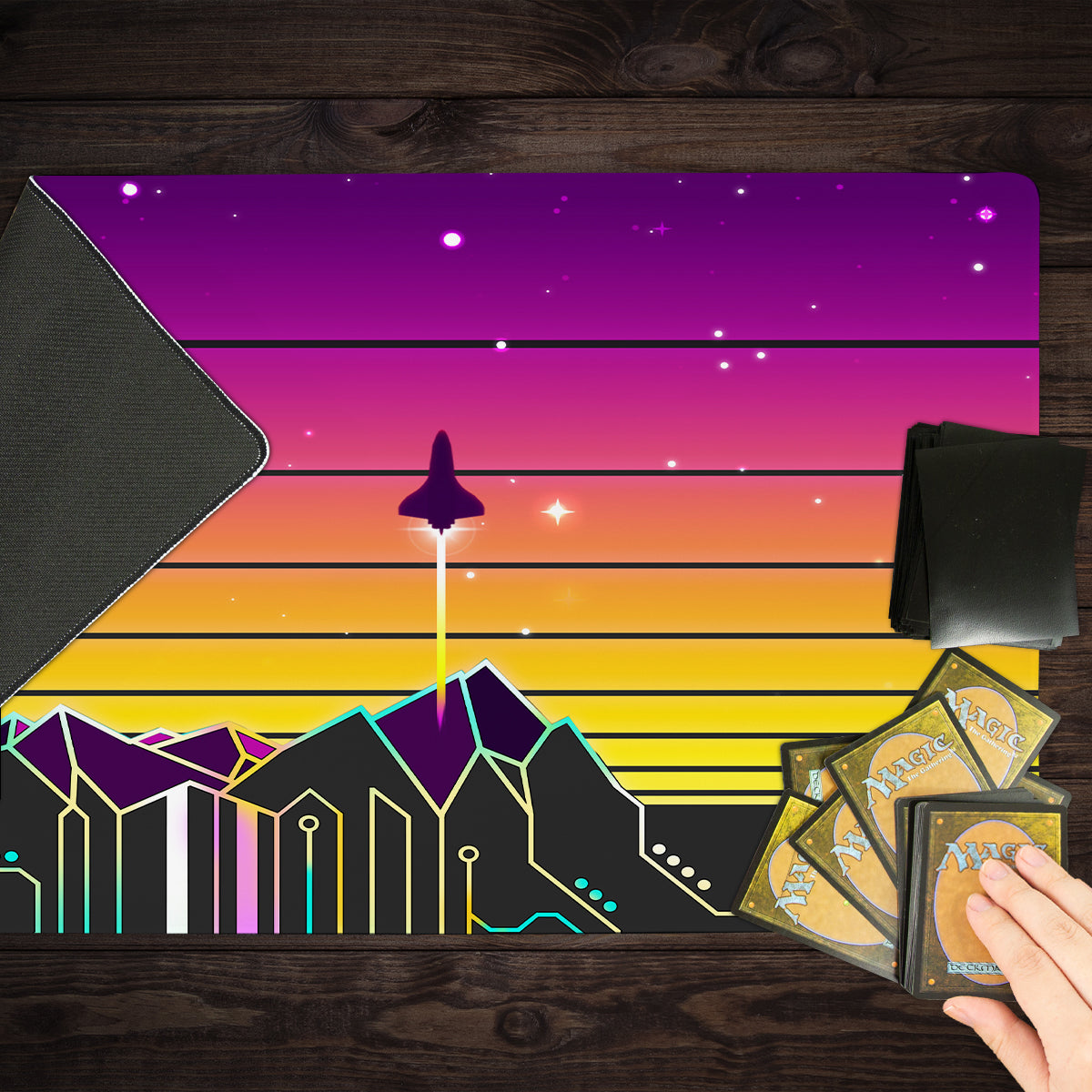 Synth Mountain Sunrise Playmat - Premium Playmat from Inked Gaming - Just $34.99! Shop now at Game Crave Tournament Store