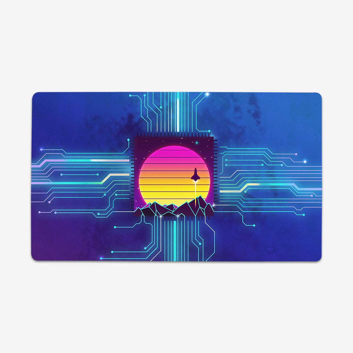 Synthwave Space Reactor Circuit Playmat - Premium Playmat from Inked Gaming - Just $34.99! Shop now at Game Crave Tournament Store