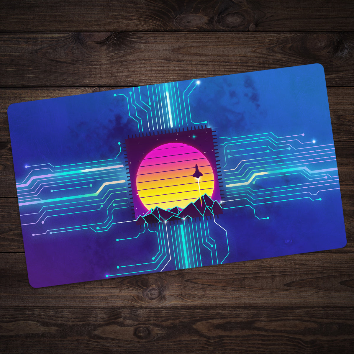 Synthwave Space Reactor Circuit Playmat - Premium Playmat from Inked Gaming - Just $34.99! Shop now at Game Crave Tournament Store