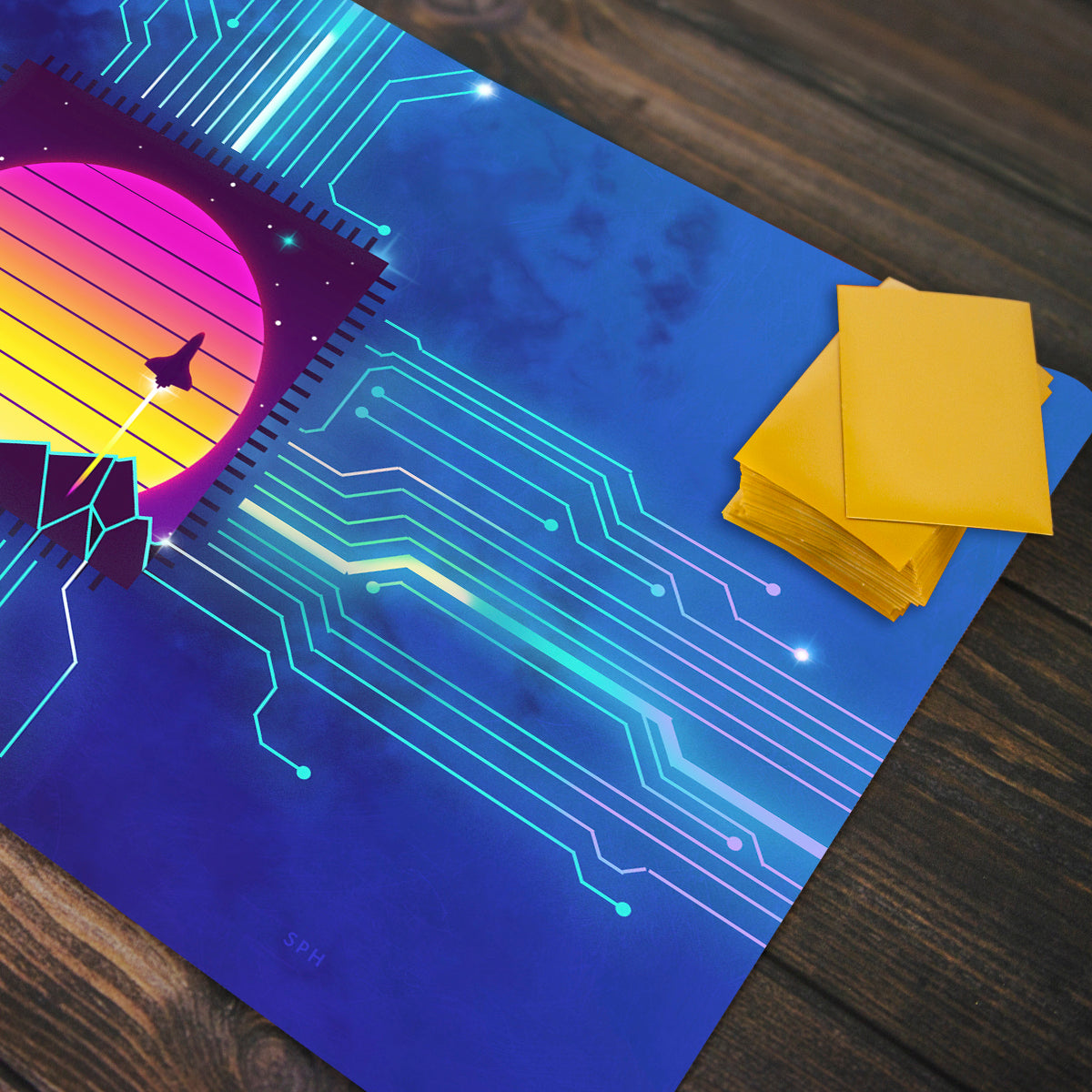 Synthwave Space Reactor Circuit Playmat - Premium Playmat from Inked Gaming - Just $34.99! Shop now at Game Crave Tournament Store