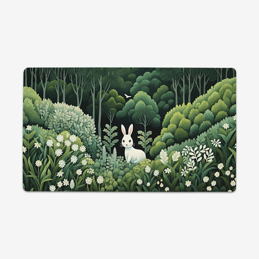 White Rabbit, White Flowers Playmat - Premium Playmat from Inked Gaming - Just $34.99! Shop now at Game Crave Tournament Store