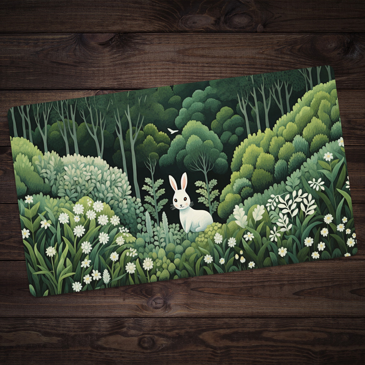 White Rabbit, White Flowers Playmat - Premium Playmat from Inked Gaming - Just $34.99! Shop now at Game Crave Tournament Store