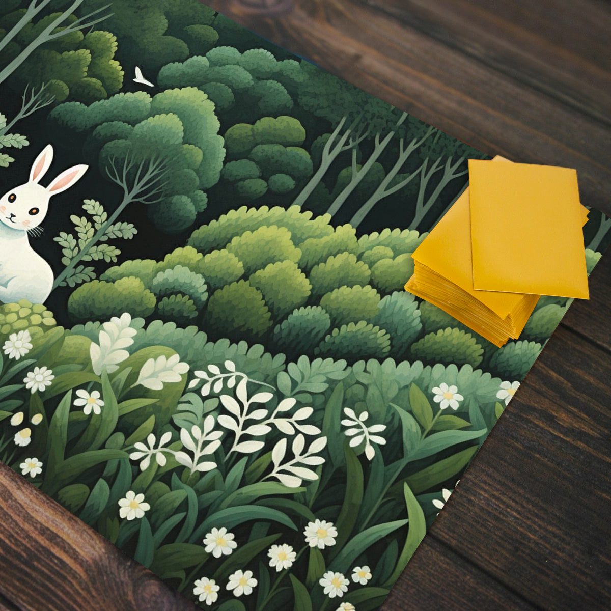White Rabbit, White Flowers Playmat - Premium Playmat from Inked Gaming - Just $34.99! Shop now at Game Crave Tournament Store