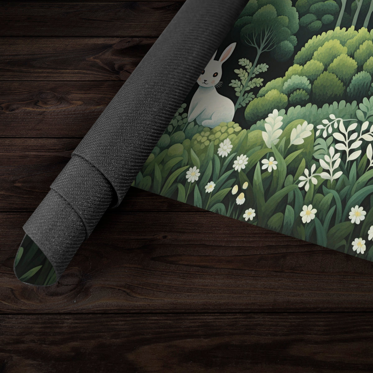 White Rabbit, White Flowers Playmat - Premium Playmat from Inked Gaming - Just $34.99! Shop now at Game Crave Tournament Store