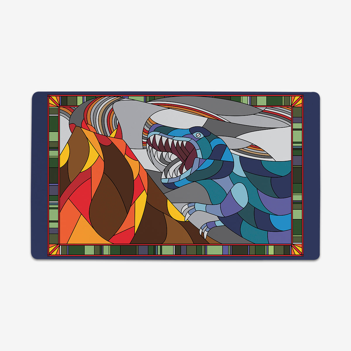 Stained Glass Dinosaur Playmat - Premium Playmat from Inked Gaming - Just $34.99! Shop now at Game Crave Tournament Store