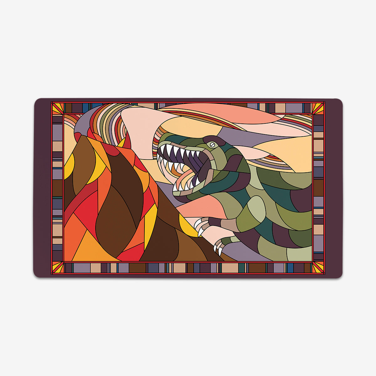 Stained Glass Dinosaur Playmat - Premium Playmat from Inked Gaming - Just $34.99! Shop now at Game Crave Tournament Store