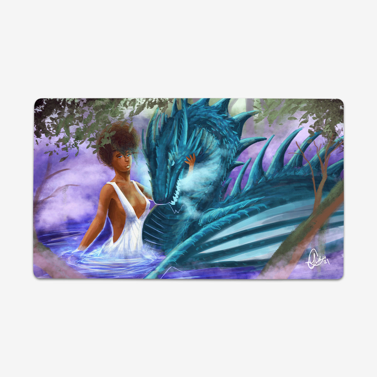 The Lady And Dragon Playmat - Premium Playmat from Inked Gaming - Just $34.99! Shop now at Game Crave Tournament Store