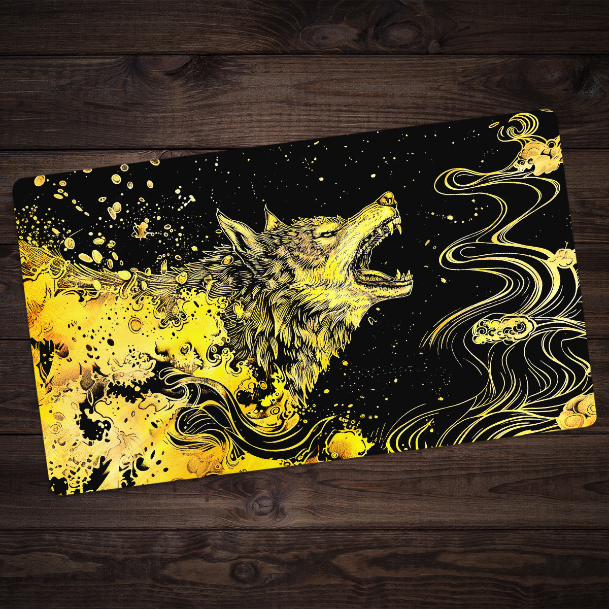 Wolf Molten Gold Playmat - Premium Playmat from Inked Gaming - Just $34.99! Shop now at Game Crave Tournament Store