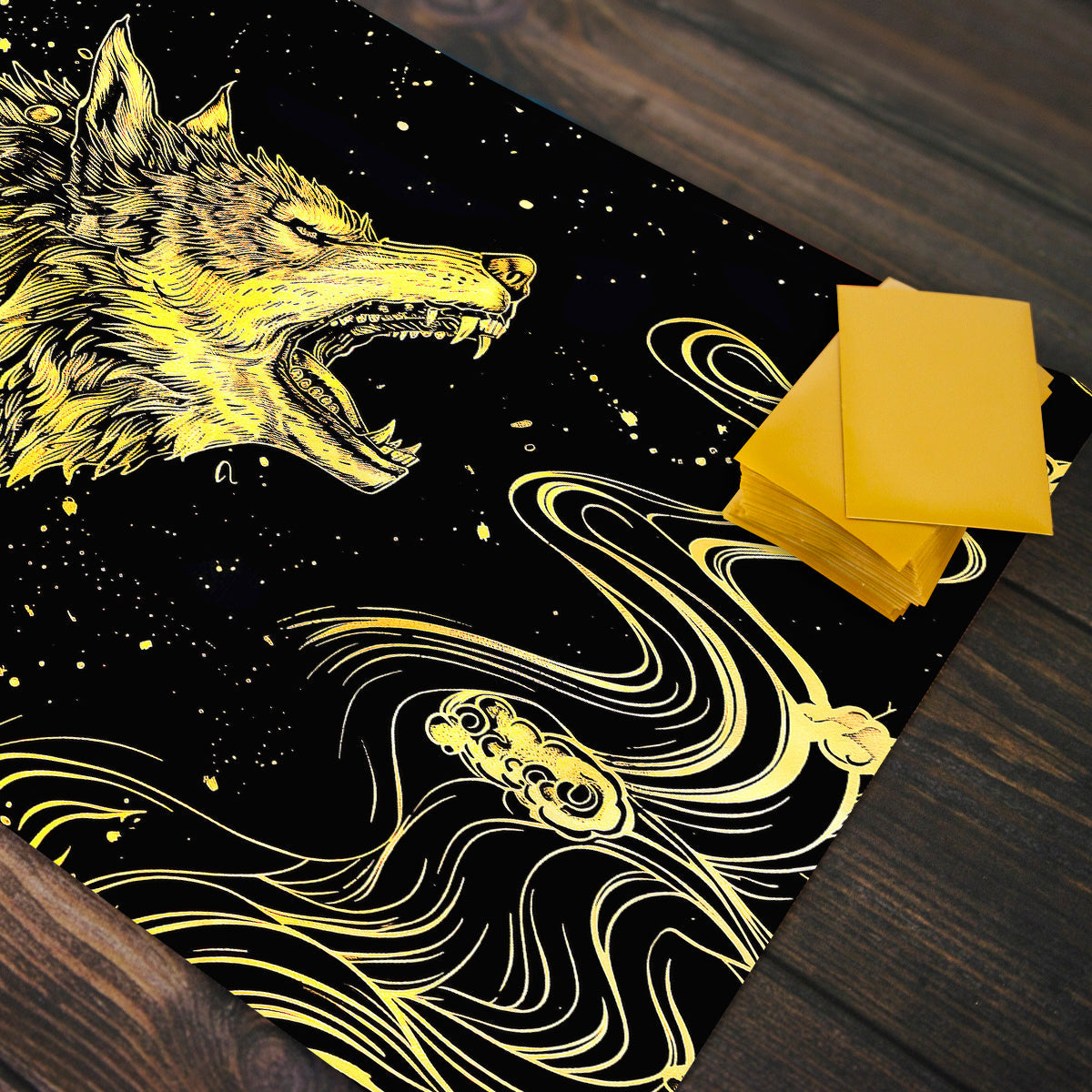 Wolf Molten Gold Playmat - Premium Playmat from Inked Gaming - Just $34.99! Shop now at Game Crave Tournament Store