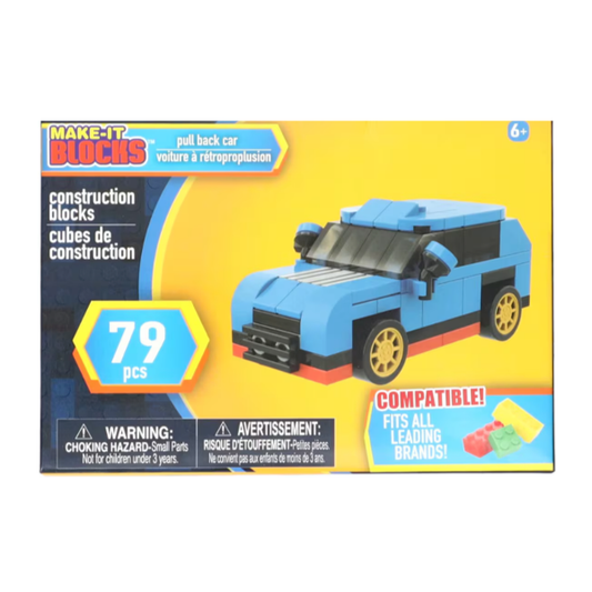 Make It Blocks - Pull back SUV car - Blue (79 pcs)