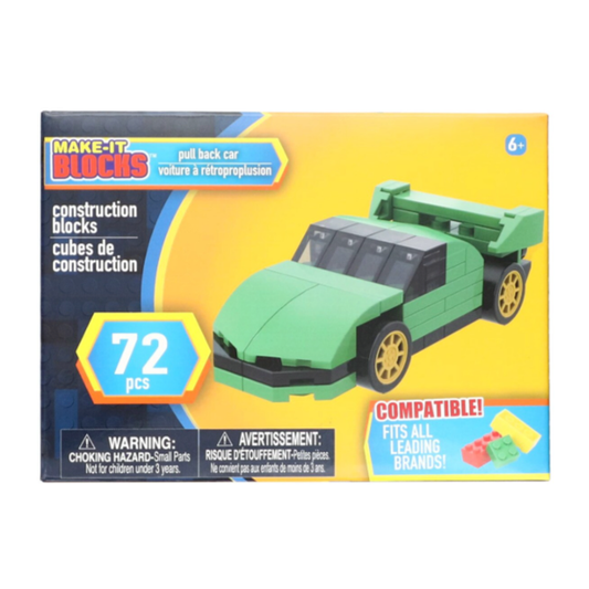 Make It Blocks - Pull Back Sports Car - Green (72 pcs)