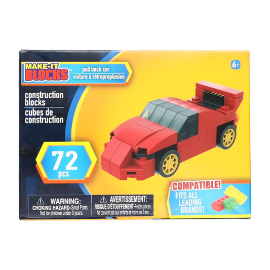 Make It Blocks - Pull Back Sports Car - Red (72 pcs)