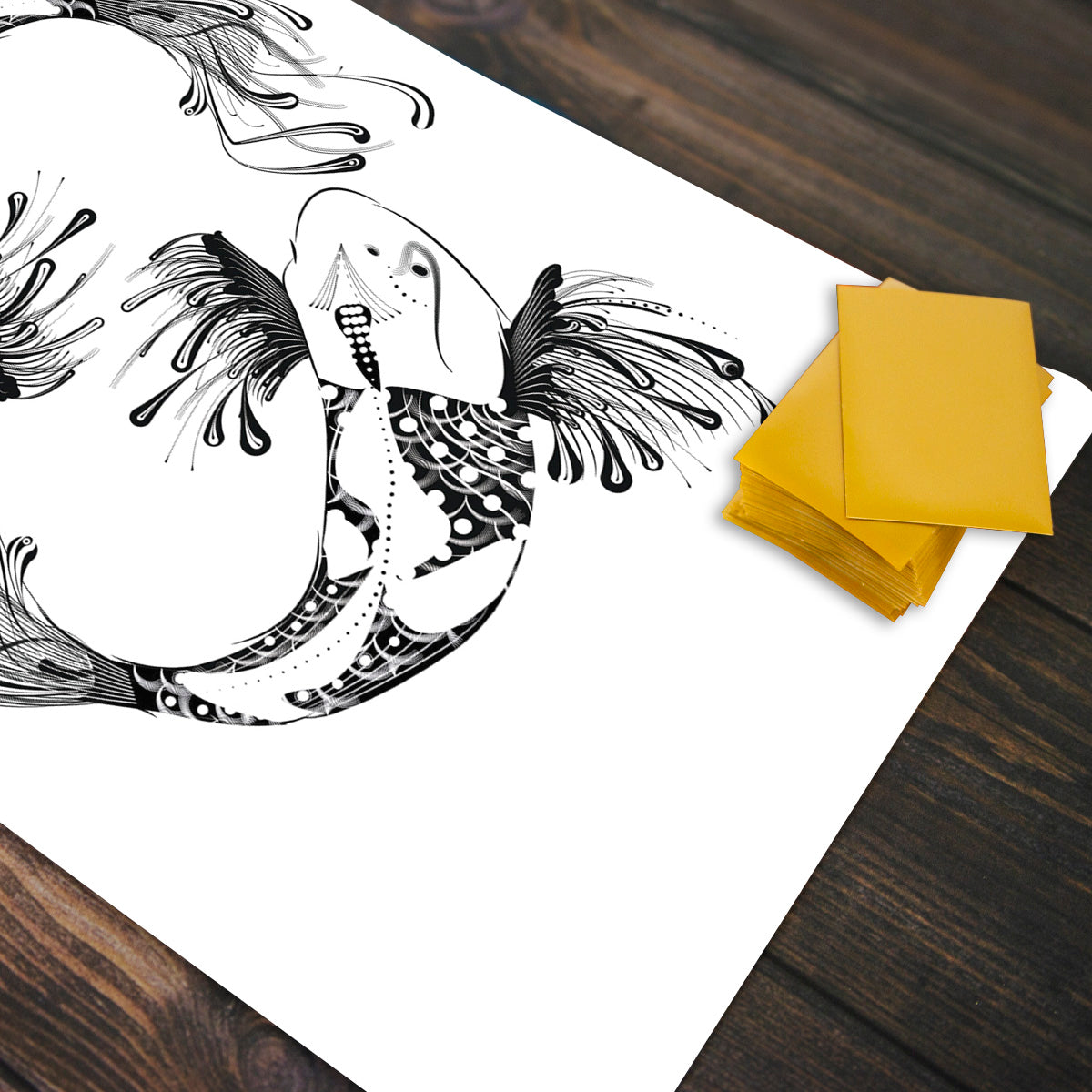 Tribal Koi Black and White Playmat - Premium Playmat from Inked Gaming - Just $34.99! Shop now at Game Crave Tournament Store