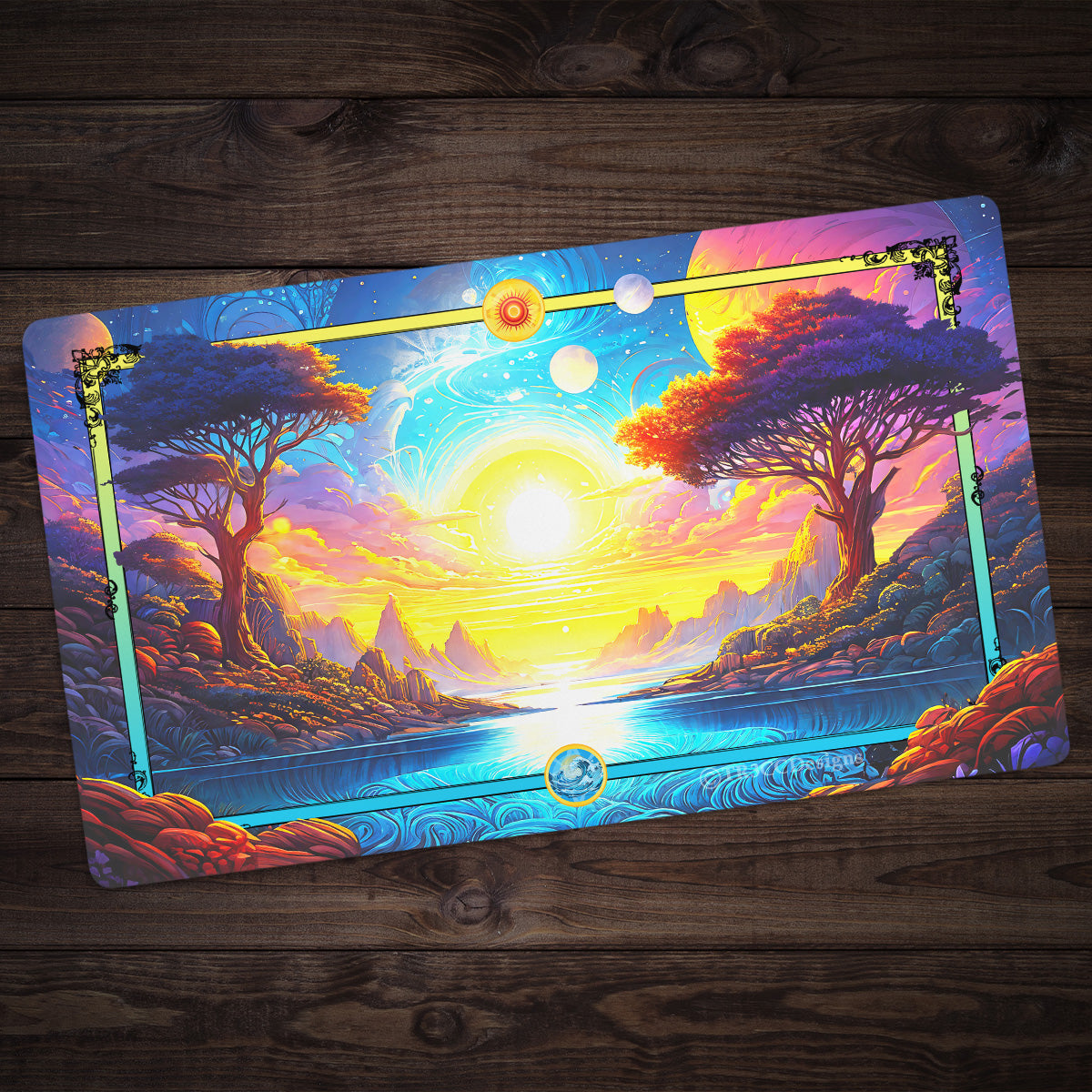 Yellow Sun and Ocean Landscape Playmat - Premium Playmat from Inked Gaming - Just $34.99! Shop now at Game Crave Tournament Store