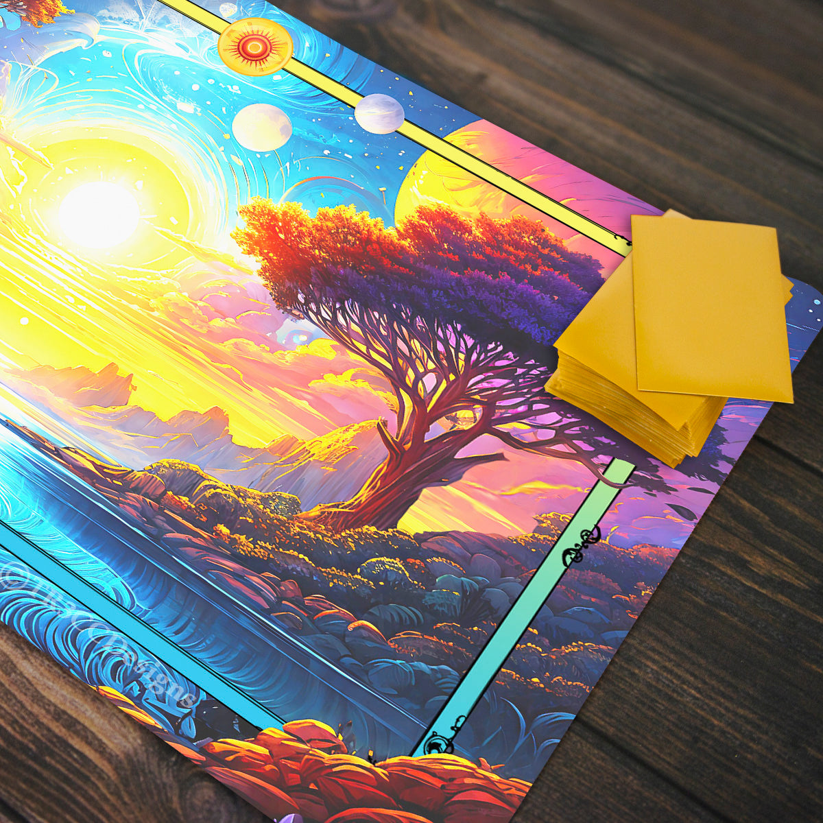 Yellow Sun and Ocean Landscape Playmat - Premium Playmat from Inked Gaming - Just $34.99! Shop now at Game Crave Tournament Store