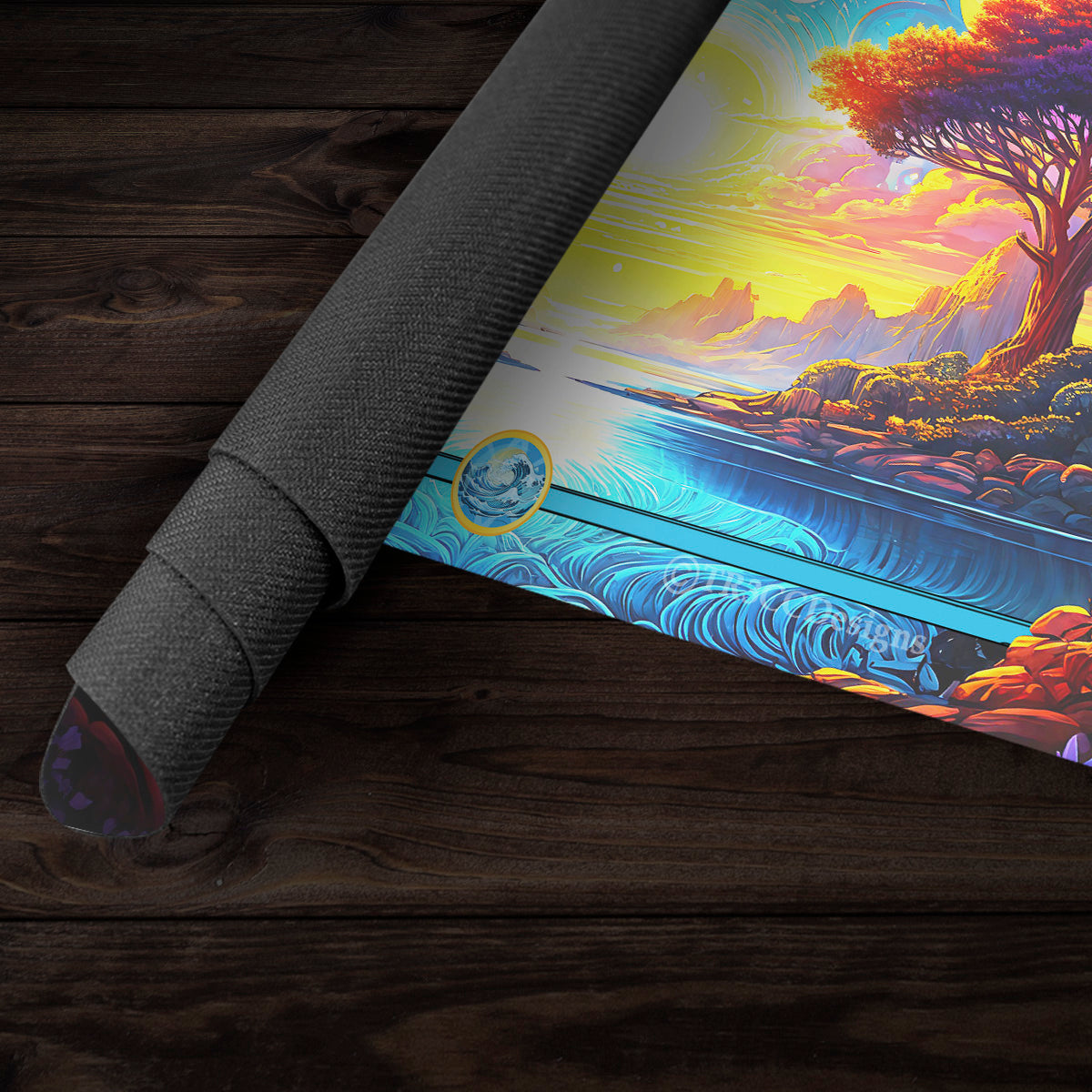Yellow Sun and Ocean Landscape Playmat - Premium Playmat from Inked Gaming - Just $34.99! Shop now at Game Crave Tournament Store