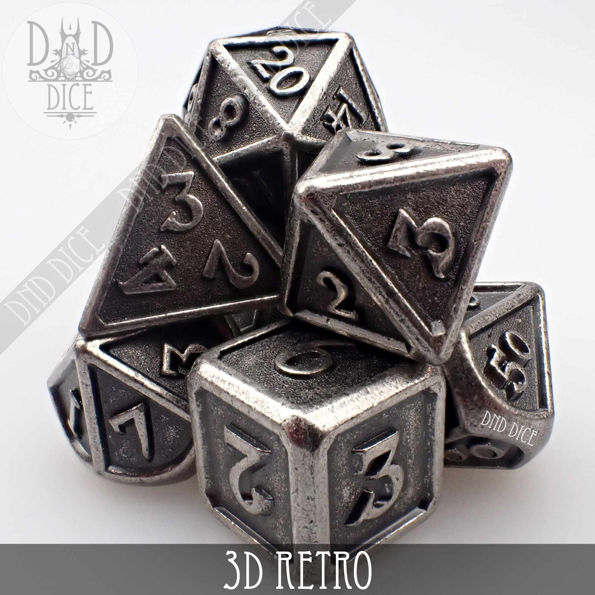 3D Retro Metal Dice Set - Premium Dice Sets & Games from DND DICE - Just $25! Shop now at Game Crave Tournament Store