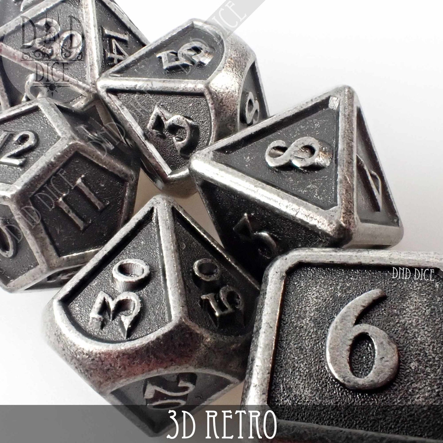 3D Retro Metal Dice Set - Premium Dice Sets & Games from DND DICE - Just $25! Shop now at Game Crave Tournament Store